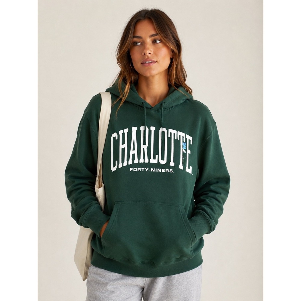 Comfort Wash Charlotte 49ers Hoodie NWT Green Unisex Small Campus Hoodie